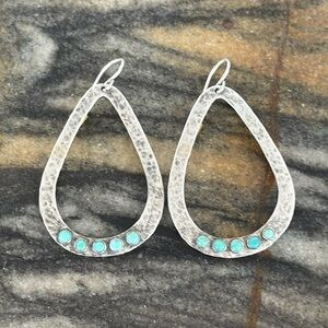 Peyote Bird one of a kind turquoise/silver sample earrings.